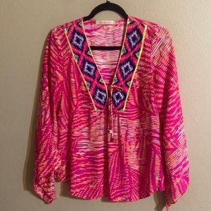 Alice & Trixie hot pink silk blouse S
